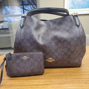 Coach Hallie Shoulder Bag in Signature Canvas EUC